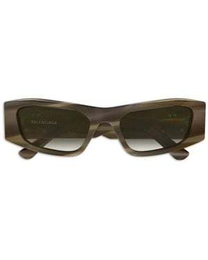 Balenciaga Logo-Detail Rectangle-Frame Sunglasses - Green