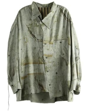 Ziggy Chen Abstract-print silk shirt - Grün