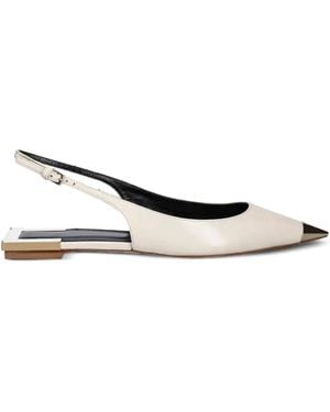 Elisabetta Franchi Pointed-Toe Slingback Ballet Flats - Natural