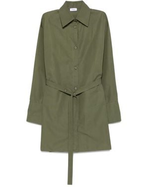 Akris Punto Belted-Waist Shirt Mini Dress - Green
