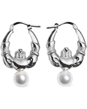 Simone Rocha Claddagh Creolen Mit Perlen - Weiß