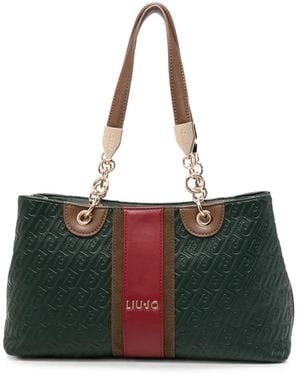 Liu Jo Monogram-Embossed Panelled Tote Bag - Black