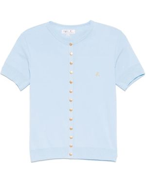 agnès b. Logo-Embroidered Top - Blue