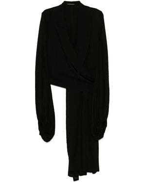 Yohji Yamamoto Balloon-Sleeves Wrap Blazer - Black