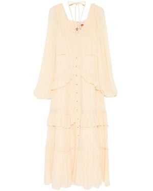 FARM Rio Ruffled V-Neck Maxi Dress - White