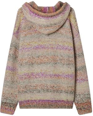 B+ AB Striped Hooded Hoodie - Brown