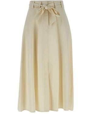 Kaos Falda midi acampanada con cinturón - Blanco