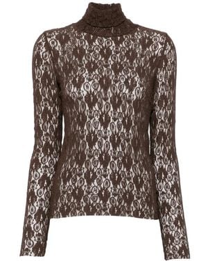 Dixie Gebreide Top Met Col - Bruin