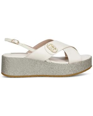 Liu Jo Criss-Cross Logo Sandals - White