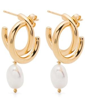 Wouters & Hendrix Pearl-Embellished Hoop Earrings - Metallic
