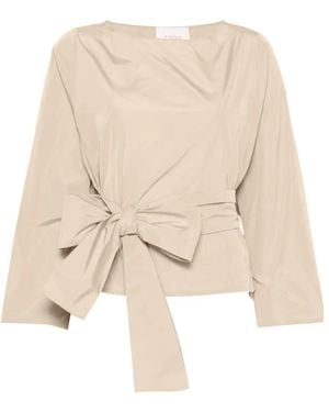 Co.Go Belted Boat-Neck Top - Natural