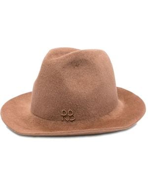 Ruslan Baginskiy Felt Logo Fedora Hat - ブラウン