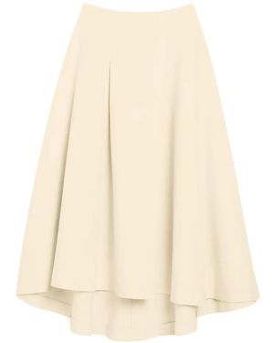 Ami Paris Cotton And Linen Godet Skirt - Natural