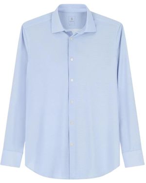 BOGGI Shirt Micro-Patterned Stretch Nylon Slim-Fit B Tech - Blue