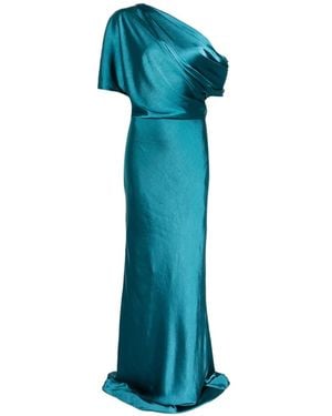 Amsale Off-Shoulder Draped Maxi Dress - Blue