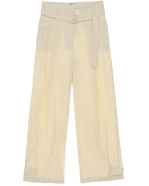 Low Classic Double Belted Point Pants - Natural