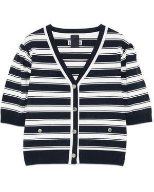 Juun.J Horizontal-Stripe Puff-Sleeve Blouse - Blue