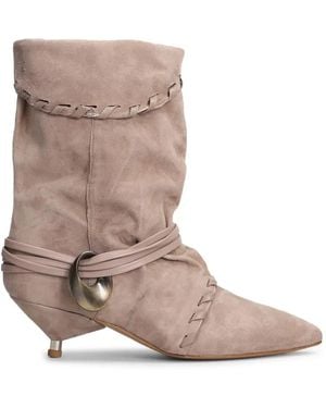 GISÉL MOIRÉ Botas Ariel Con Ribete Trenzado - Marrón
