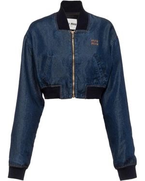 ブルゾン Miu Miu Giubbino Miu Miu Logo Oversized Track Jacket in Black | Lyst