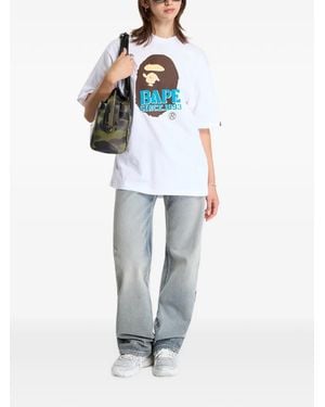 A Bathing Ape Ape Head Stencil Font T-Shirt - Weiß