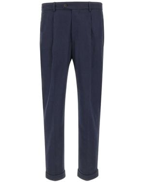 Devore Pantalones Con Pinzas En La Parte Delantera Y Acabado Cepillado - Azul