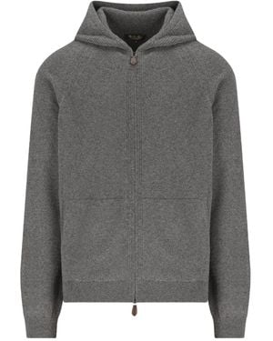 Loro Piana Knitted Zip-Up Hoodie - Grey