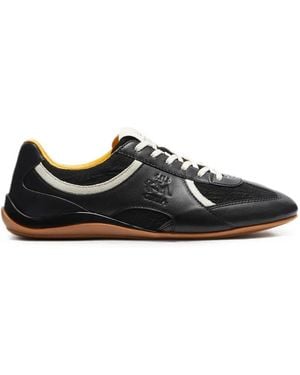 LILI CURIA Zola Open-Knit Leather Trainers - Black