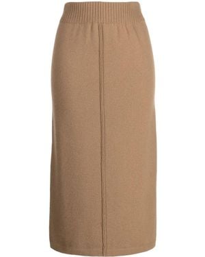 Pringle of Scotland Elasticated-Waist Wool-Cashmere Blend Skirt - Brown