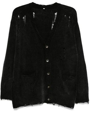 R13 Fein gestrickter Cardigan mit ungesäumten Kanten - Schwarz