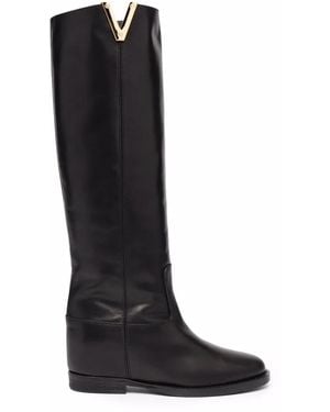 Via Roma 15 Saint Barth Logo-Plaque Boots - Black