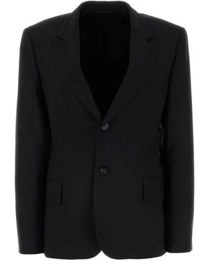 Balenciaga Oversized Wool Blazer Jacket With Marked Waist - Black