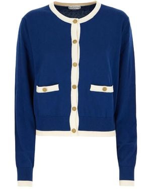 Ballantyne Buttoned Cropped Cardigan - Blue