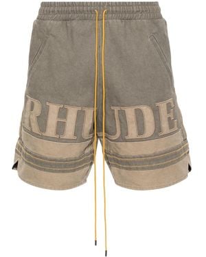 Rhude Logo-Appliqué Cotton Shorts - Natural