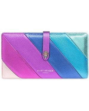 Kurt Geiger Diagonal Stripes Leather Wallet - Purple