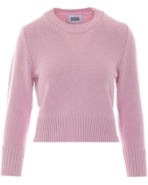 Alpha Studio Pullover Mit Geripptem Saum - Pink