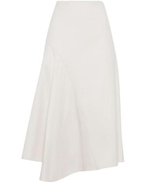 Brunello Cucinelli Asymmetric A-Line Midi Skirt - White