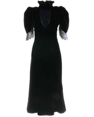 McQueen Lace-Detail Velvet Dress - Black
