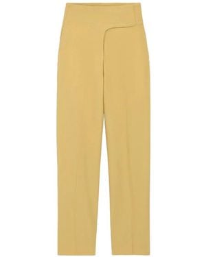Ami Paris New Wool Wrapped Belted Trousers - Yellow