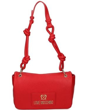 Love Moschino Logo-Plaque Knotted-Strap Shoulder Bag - Red