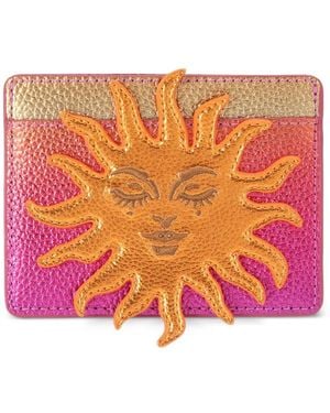 Kurt Geiger Sun-Motif Grain Leather Card Holder - Orange