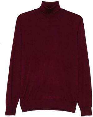 Fedeli Roll-Neck Long-Sleeve Top - Red