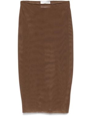 Atu Body Couture Mesh-Design Midi Skirt - Brown
