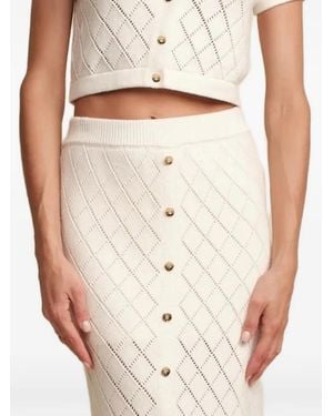 Hevron Mia Diamond-Pattern Midi Skirt - Natural
