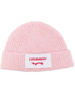 Charles Jeffrey Logo-Patch Beanie Hat - Pink
