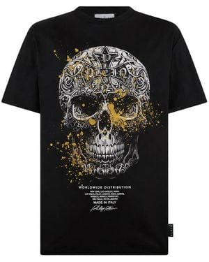 Philipp Plein Jersey T-Shirt Skull Baroque Dots - Black