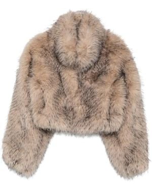 ROTATE BIRGER CHRISTENSEN Faux-Fur Cropped Jacket - Natural