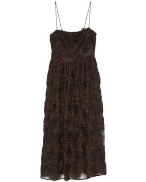 ROTATE BIRGER CHRISTENSEN Midi Dress With 3D Flowers - White
