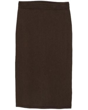 Marc O' Polo Ribbed-Knit Slit-Detail Midi Skirt - Brown