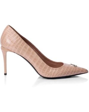 Philipp Plein Crocodile-Effect Court Shoes - Pink