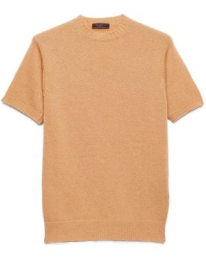 Prada Ribbed-Knit Short-Sleeve T-Shirt - White